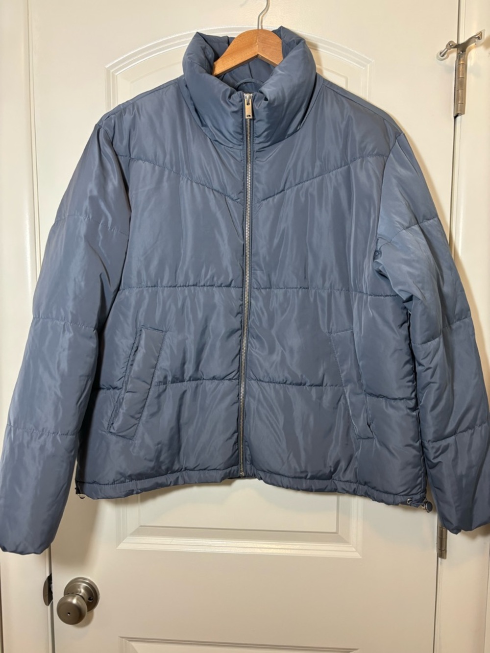 Three Dots Blue Puffer Bomber Jacket